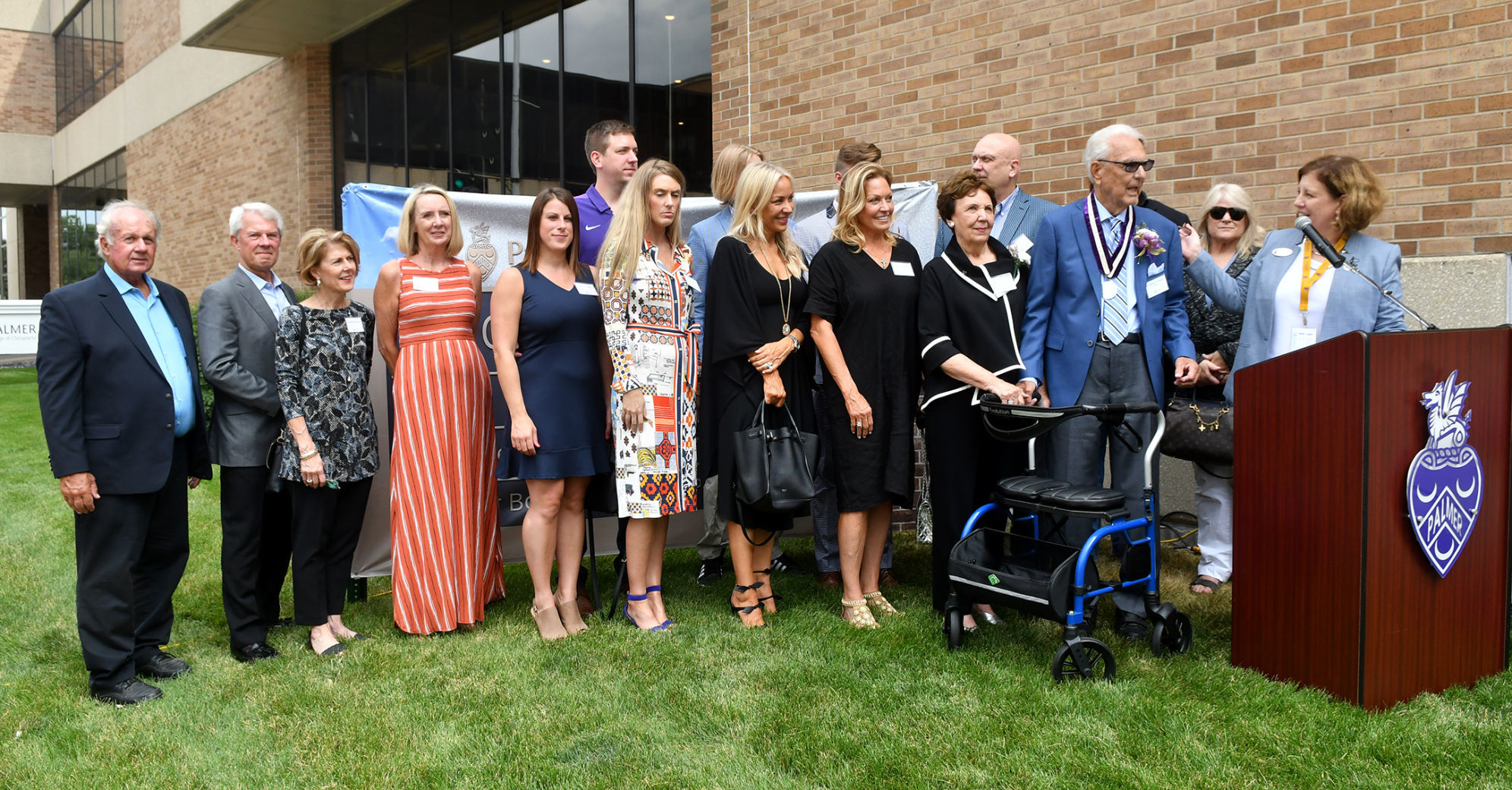 Dedication ceremony naming Palmer College student union the Bruce and Bethel Hagen Student Union.